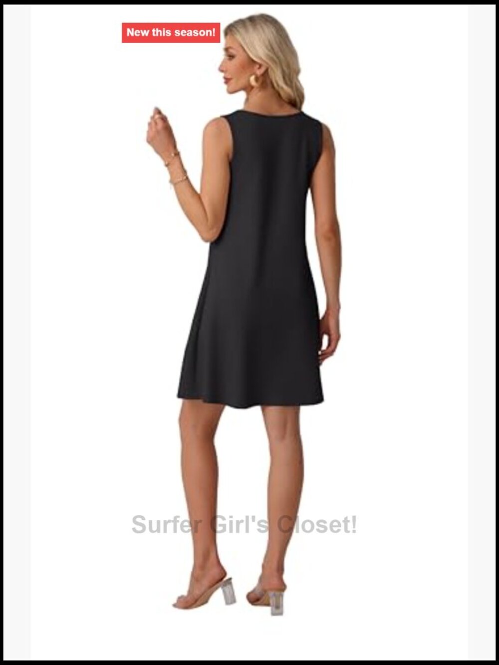 V Neck Sleeveless Tank Dress with Pockets for Summer Beach Vacation - Picture 5 of 7